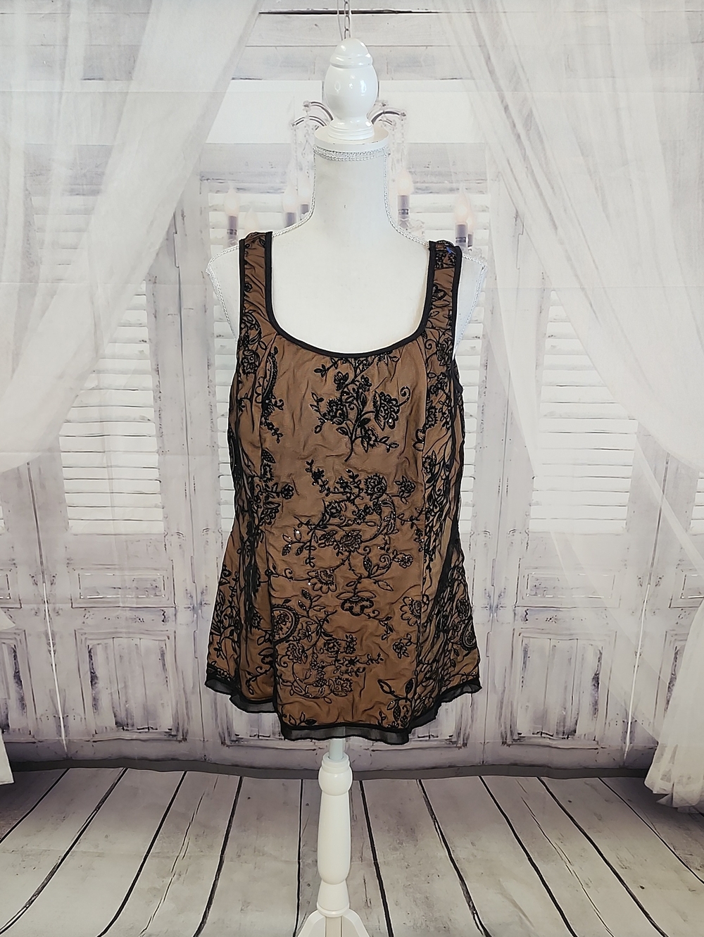 Cato Sequin And Lace Tank Top